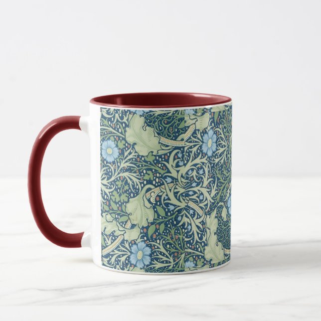 William Morris Vintag Blumenblauer Grüne Algen Tasse (Links)