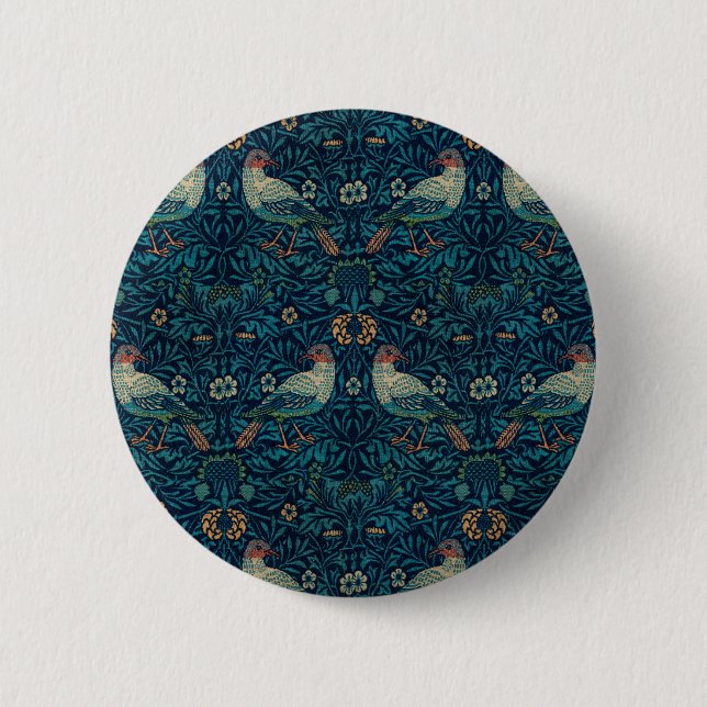 William Morris Vintag Floral Birds Button (Vorderseite)