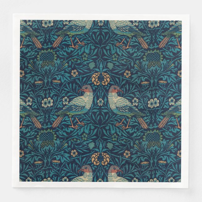 William Morris Vintag Floral Birds Serviette (Vorderseite)
