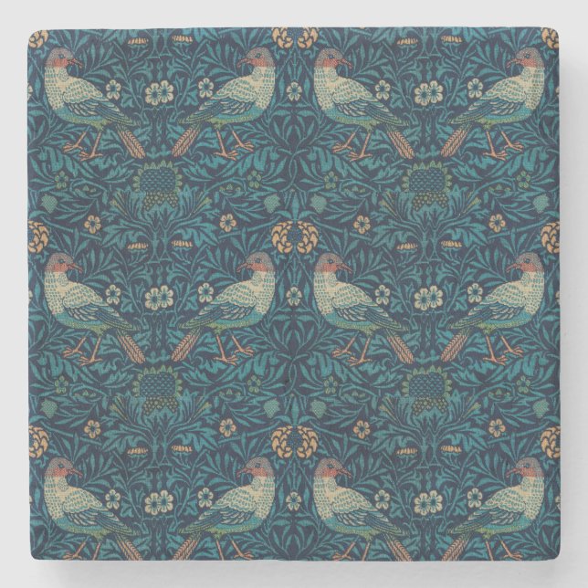William Morris Vintag Floral Birds Steinuntersetzer (Vorderseite)