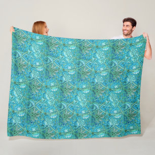 William Morris Vintag Floral Pattern Blume Blau Fleecedecke