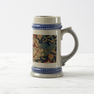 William Morris Vintag Floral Pattern Red Blue Bierglas