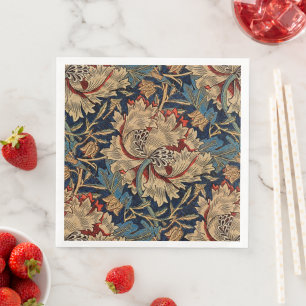 William Morris Vintag Floral Pattern Red Blue Serviette