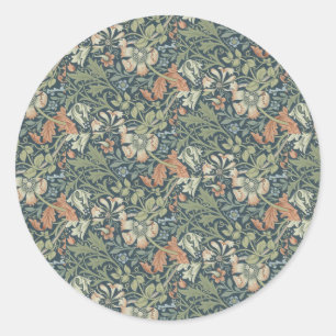 William Morris Vintag Floral Pink Green Compton Runder Aufkleber