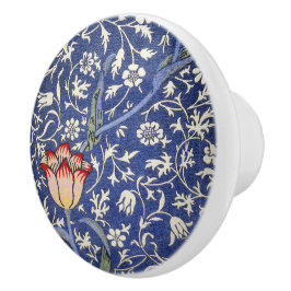 William Morris Vintag Floral Tulip Blue White Red Keramikknauf