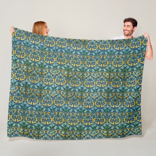 William Morris Vintag Gold Green Fleecedecke (Beispiel)