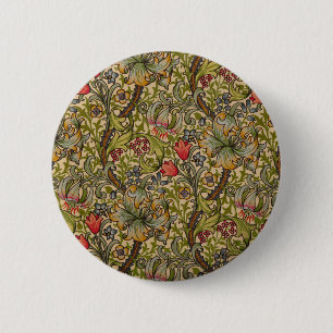 William Morris Vintag Golden Lilly Floral Design Button