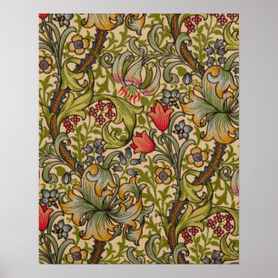 William Morris Vintag Golden Lilly Floral Design Poster
