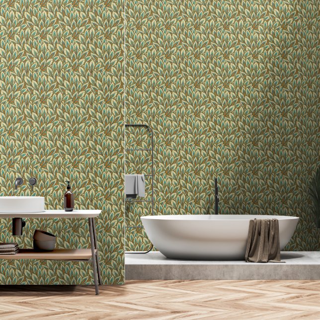 William Morris Vintag Green Orang Tapete (Badezimmer)