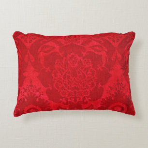 William Morris Vintag Red Stamps Velvet Pattern Dekokissen