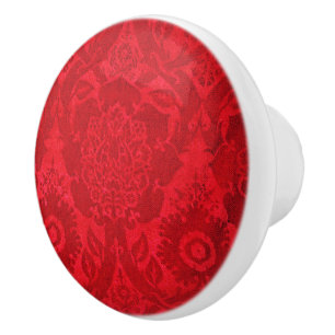 William Morris Vintag Red Stamps Velvet Pattern Keramikknauf