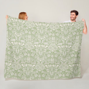 William Morris Vintag Sunflower Light Green Fleecedecke