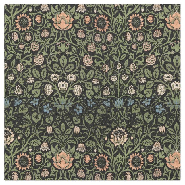 William Morris Vintag Violet & Columbine Pattern Stoff (Nahaufnahme)
