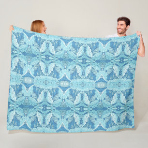William Morris Vintage Acanthus-Blattwerk Blau Fleecedecke