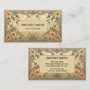 William Morris vintage Art Nouveau Floral Visitenkarte