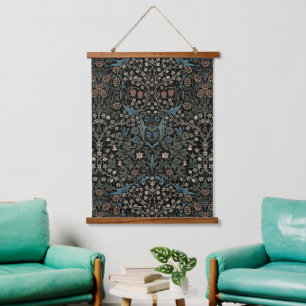 William Morris Vintage Blackthorn-Muster Wandteppich Mit Holzrahmen