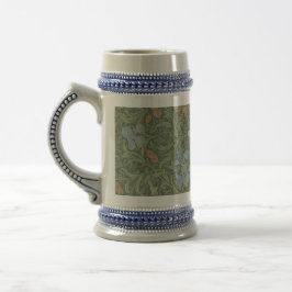 William Morris Vintage Blätter Floral Bird Iris Bierglas