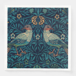 William Morris Vintage Blau Vögel Muster Serviette
