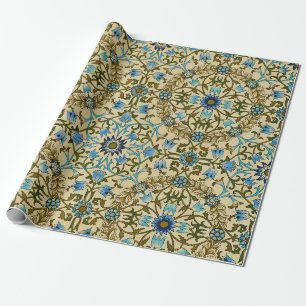 William Morris Vintage Blaue Rebe Nahtloses Muster Geschenkpapier