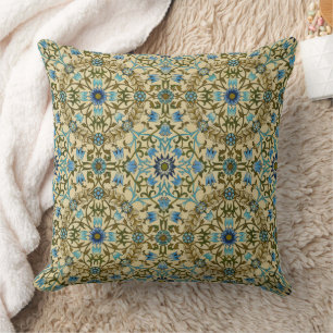 William Morris Vintage Blaue Reben Nahtloses Muste Kissen
