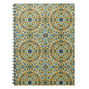 William Morris Vintage Blaue Reben Nahtloses Muste Notizblock