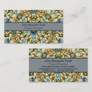 William Morris Vintage Blaue Reben Nahtloses Muste Visitenkarte