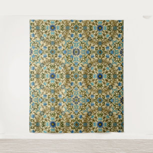 William Morris Vintage Blaue Reben Nahtloses Muste Wandteppich