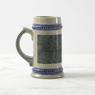 William Morris Vintage Blaues Blumenmuster Bierglas