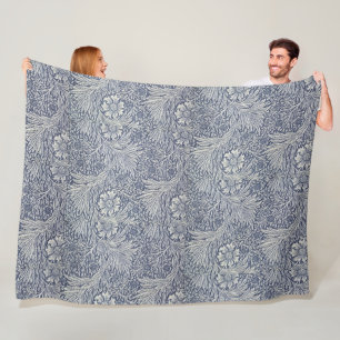 William Morris Vintage Blaues Blumenmuster Fleecedecke