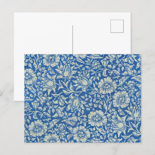 William Morris Vintage Blaues Blumenmuster Postkarte