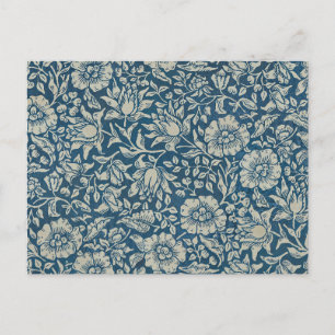 William Morris Vintage Blaues Blumenmuster Postkarte