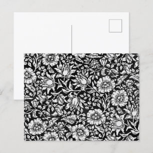 William Morris Vintage Blaues Blumenmuster Postkarte