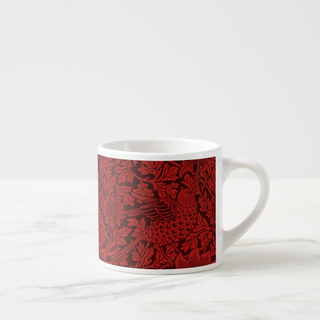 William Morris Vintage Blume Birds Red Espressotasse (Rechts)