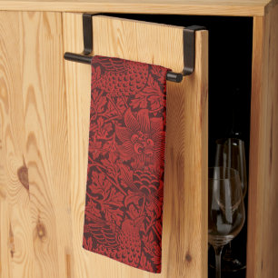 William Morris Vintage Blume Birds Red Geschirrtuch