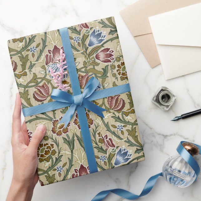 William Morris Vintage Blume Blumenblauer Rosa Geschenkpapier (Schenken)