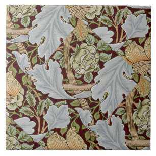 William Morris Vintage Blumen Blumen Weiß Rot Fliese