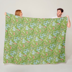William Morris Vintage Blumen Floral Grün Pink Fleecedecke