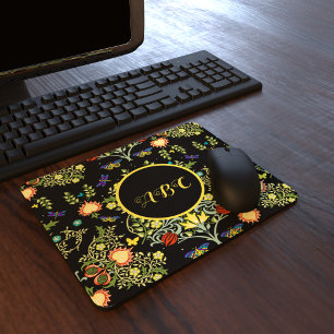 William Morris Vintage Blumen Monogramm Mousepad