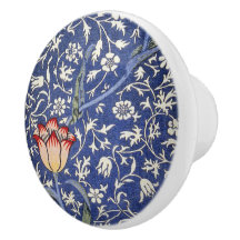 William Morris Vintage Blumen Tulpe Blau Weiß Rot
