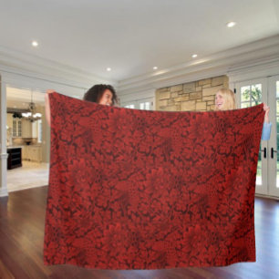 William Morris Vintage Blumen Vögel Rot Fleecedecke