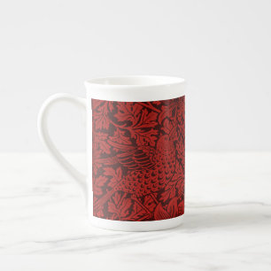 William Morris Vintage Blumen Vögel Rot Prozellantasse