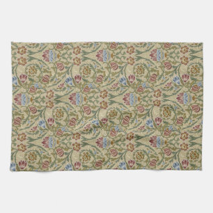 William Morris Vintage Blumenmuster Blau Rosa Brok Geschirrtuch