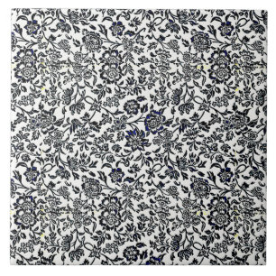 William Morris Vintage Blumenmuster Blau Weiß Fliese