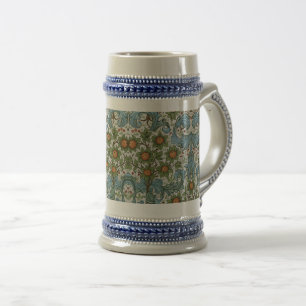 William Morris Vintage Blumenmuster Gelb Grün Blau Bierglas