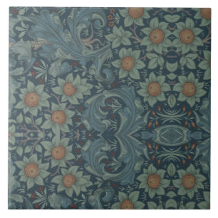 William Morris Vintage Blumenmuster Grün Blau Obst Fliese