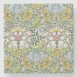 William Morris Vintage Blumenmuster Rosa Grün Myrt Steinuntersetzer