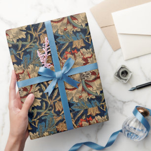 William Morris Vintage-Blumenmuster Rot Blau Geschenkpapier