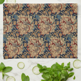William Morris Vintage-Blumenmuster Rot Blau     Geschirrtuch