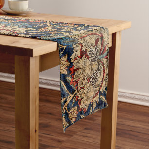 William Morris Vintage-Blumenmuster Rot Blau Großer Tischläufer
