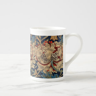 William Morris Vintage-Blumenmuster Rot Blau Prozellantasse